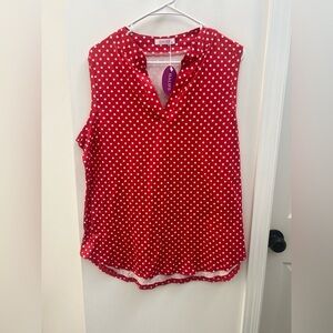 NWT Halife Red Polka Dot Women's Sleeveless Top Size XL
